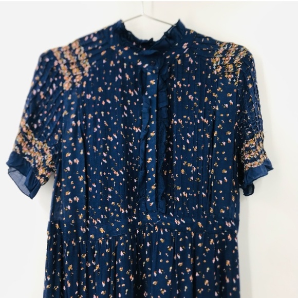 Free People Rare Feelings Maxi Floral Dress Navy Orange Size XS - Picture 4 of 12